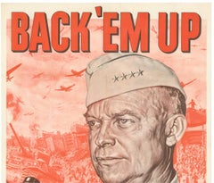 Original 1944 "Back 'Em Up Buy Extra Bonds" Eisenhower vintage poster