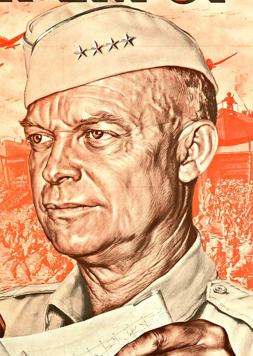 Original Back 'em Up Buy Extra Bonds General Eisenhower, WW2 vintage poster - Print by Boris Chaliapin