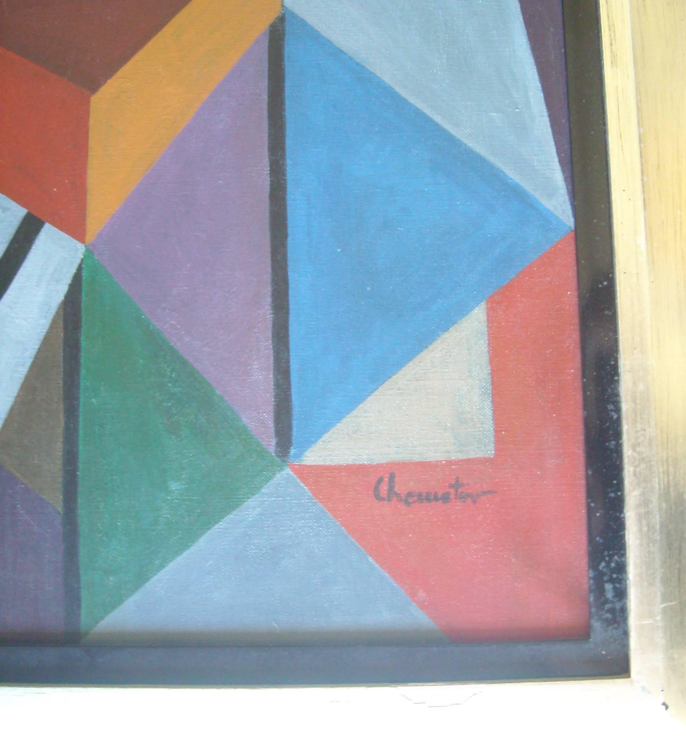 Modern Boris Chemetov, Large Oil on Canvas Painting, Framed