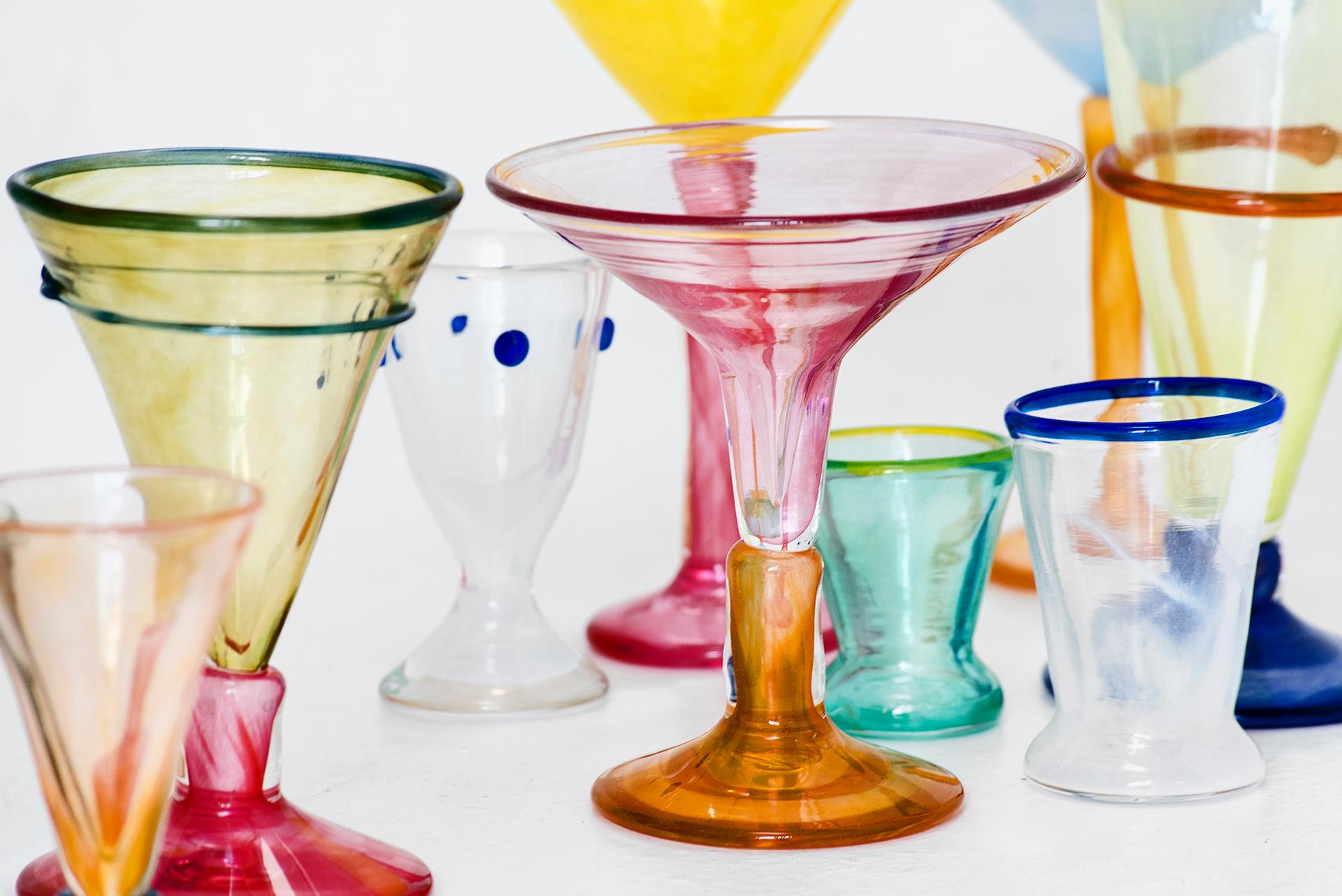Dutch Boris De Beijer Blown Glass Carafe Glasses from the Series Coupes De Pompadour For Sale