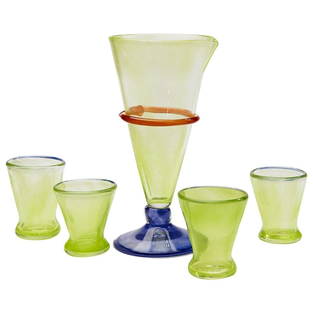 Boris De Beijer Colourful Carafe and Glasses from the Series Coupes De Pompadour For Sale