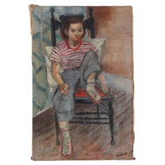Boris Deutsch 'American, 1892 - 1978' a Signed Modernist Portrait Oil on Canvas