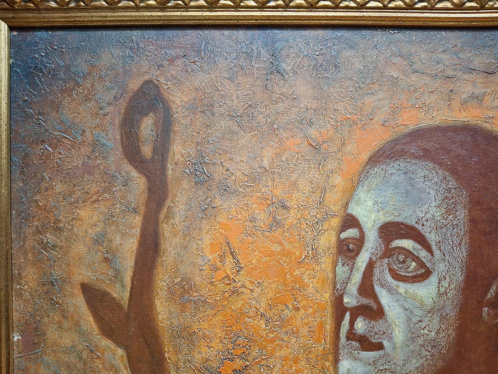 A Soulful Modernist Portrait - American Modern Painting by Boris Deutsch