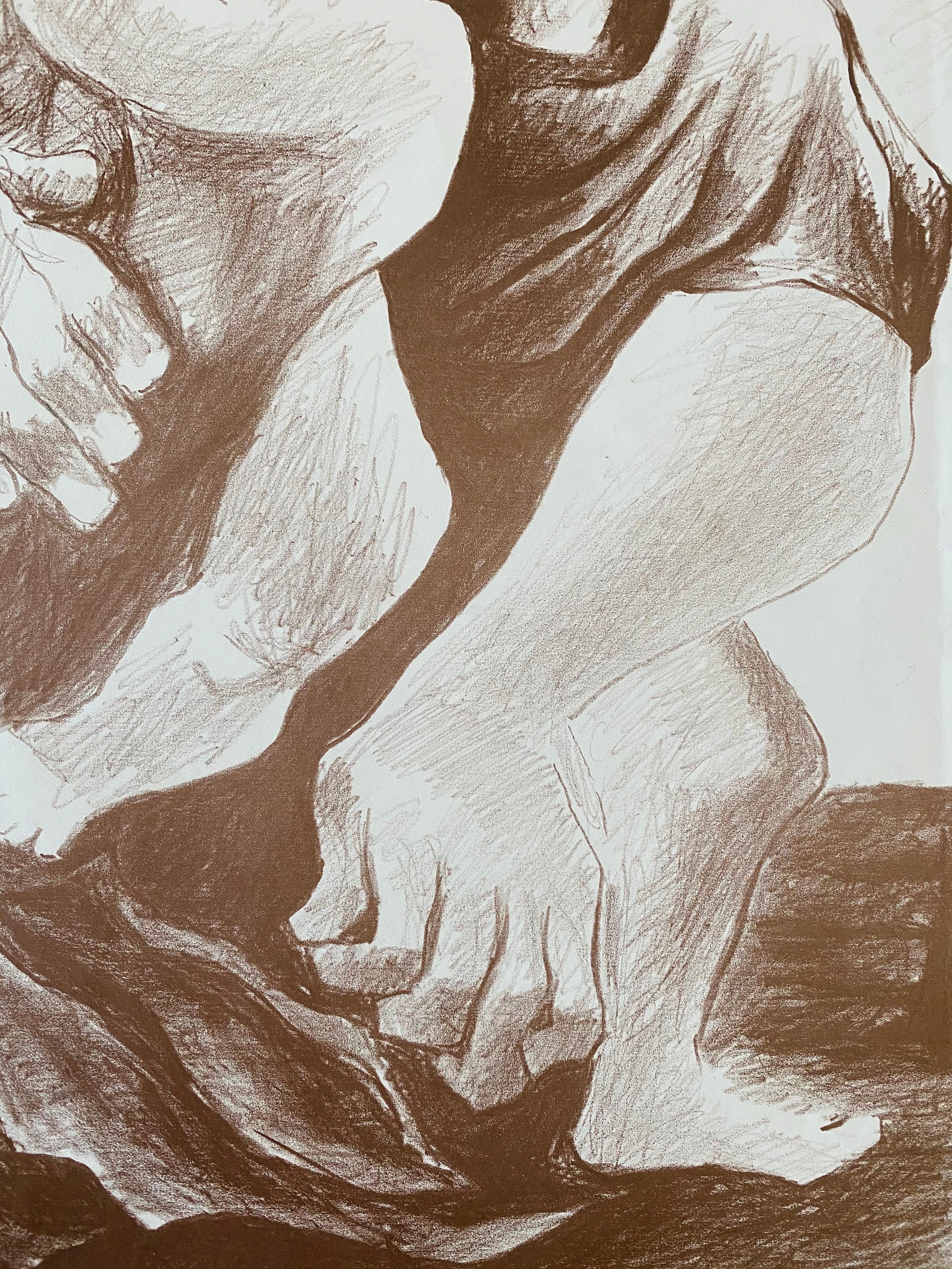 Litografía coloreada del artista lituano Madre e hijo - Boris Deutsch en venta 3