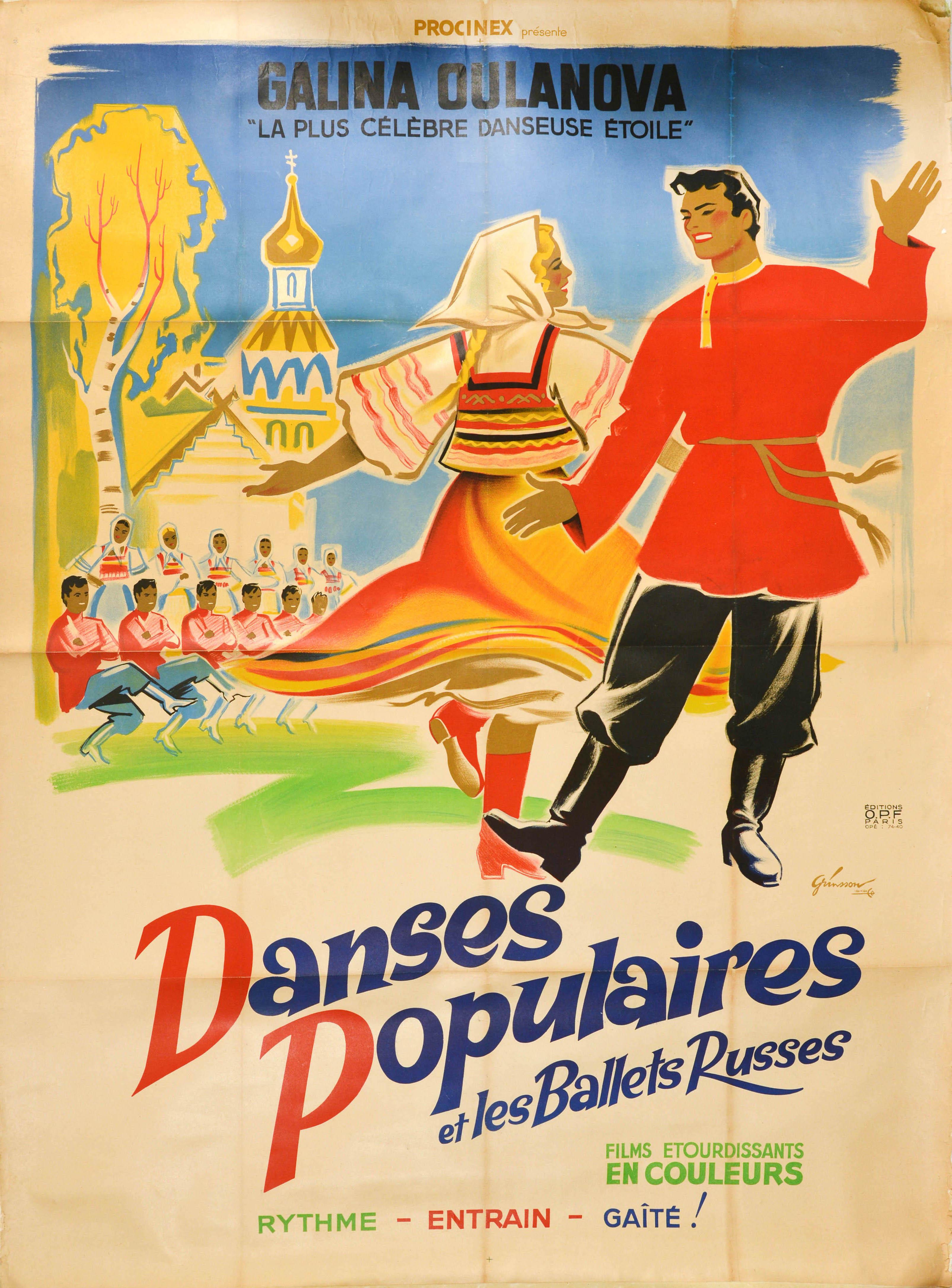 Boris Grinsson Print - Original Vintage Movie Poster Ballet Russe Folk Dance Galina Oulanova Design
