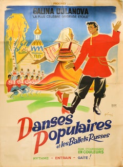Affiche vintage d'origine du film Ballet Russe Folk Dance Galina Oulanova