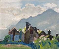 Village to the top of the mountain by Boris Hellmann - Oil on canvas 25x30 cm