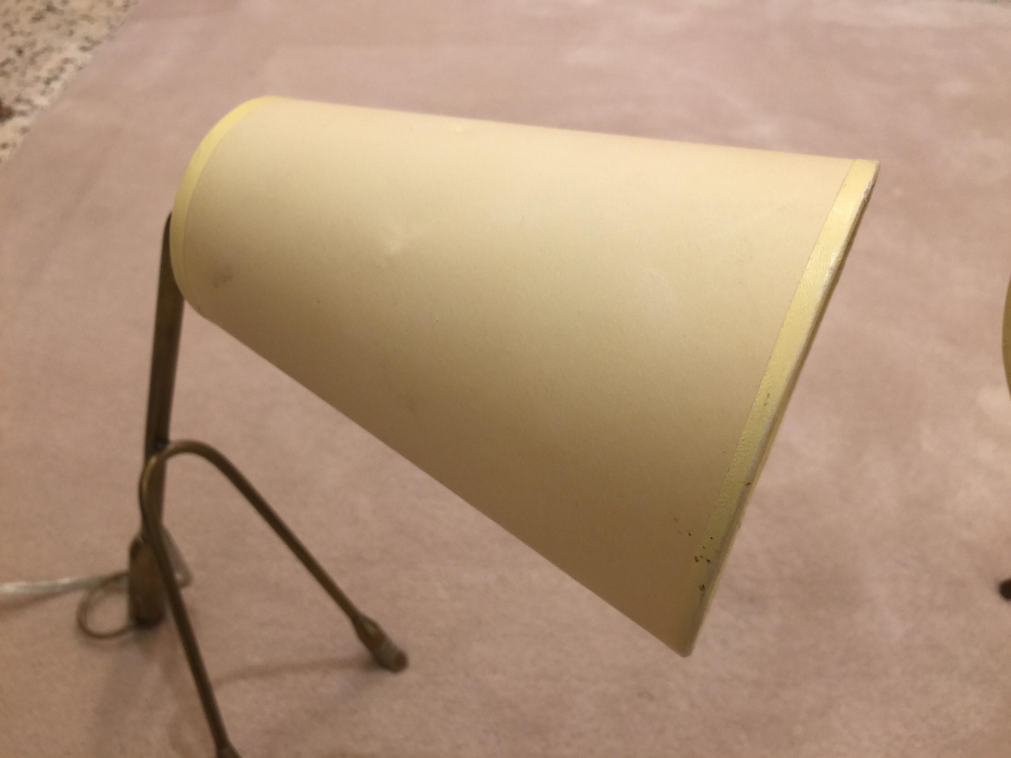 Mid-Century Modern Paire de lampes vintage originales Boris Jean Lacroix en laiton en vente