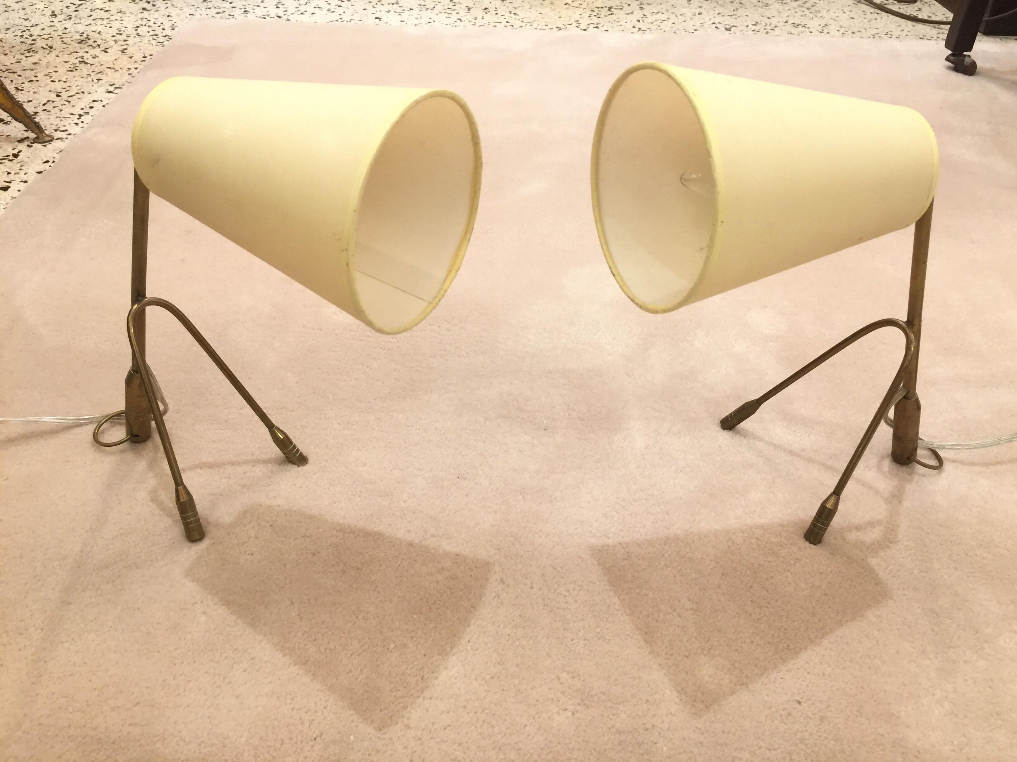 Boris Jean Lacroix: Original-Vintage-Messinglampen, Paar im Angebot 1