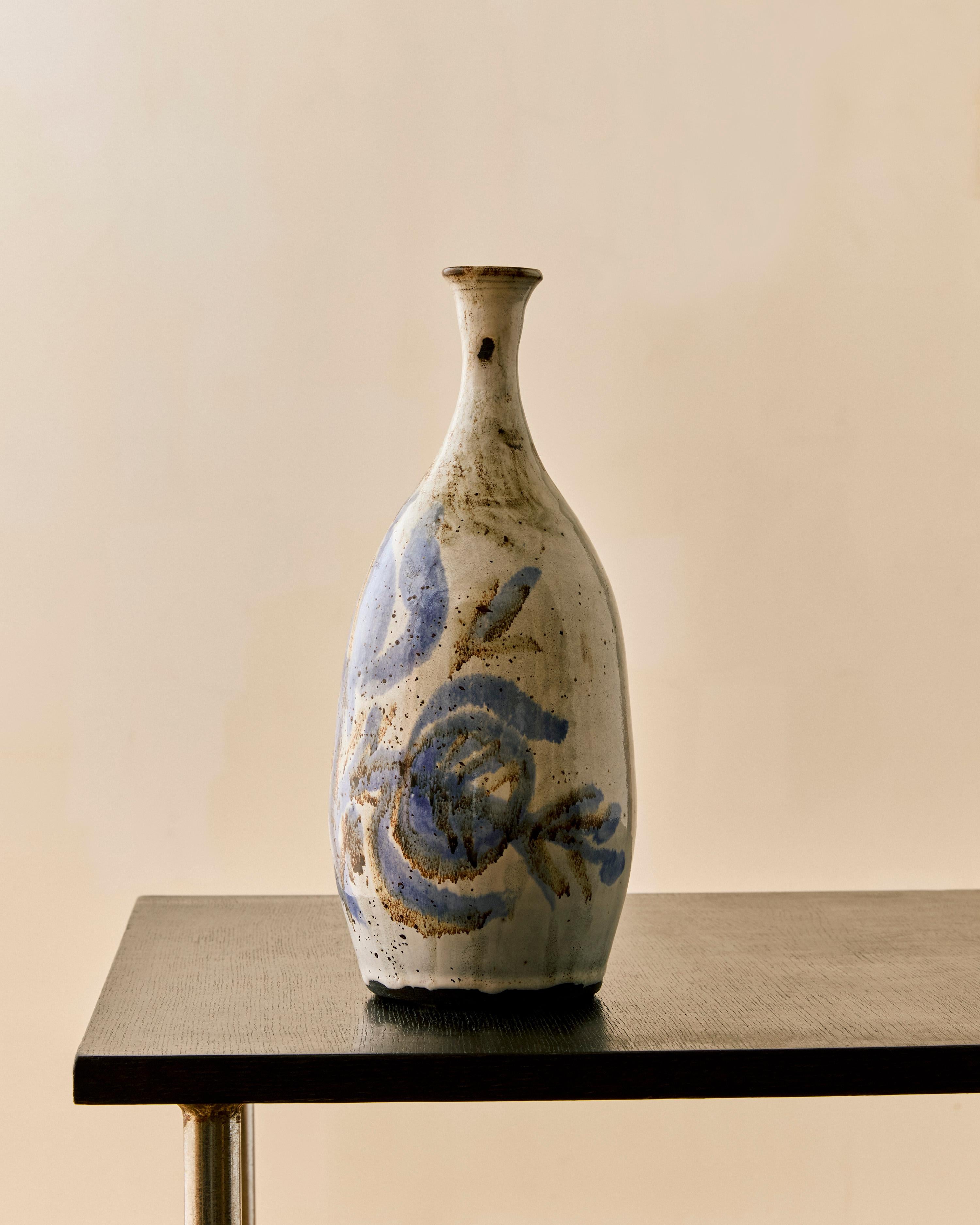 Boris Kassianoff ceramic vase with floral decoration c. 1960. 