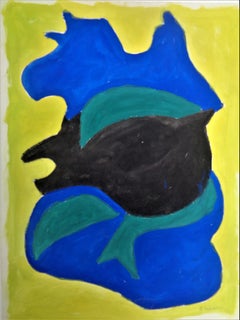 Boris Koblikoff Abstraktes Gouache-Gemälde, 1940er Jahre, Galerie 18 Paris