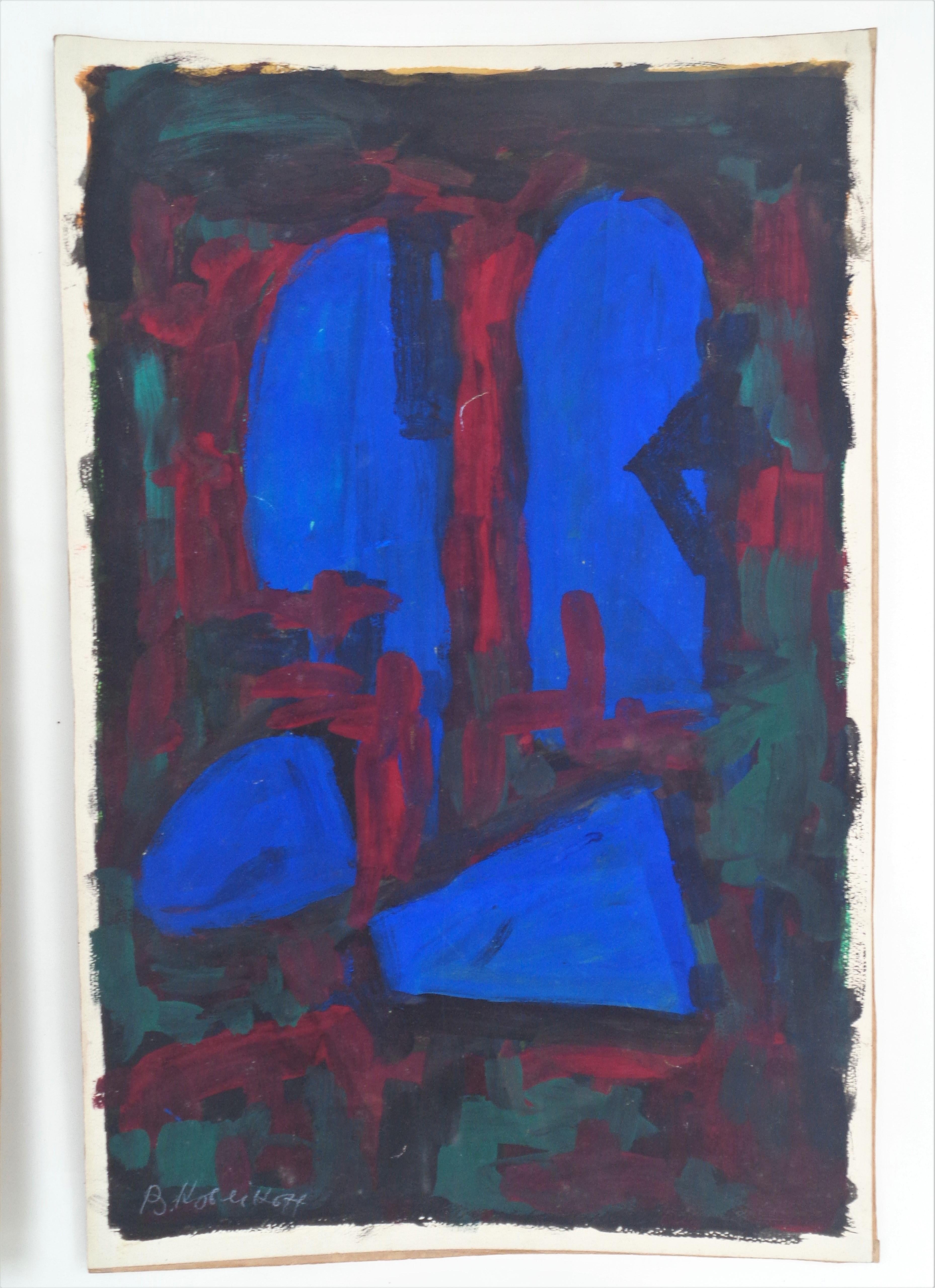 Hand-Painted Boris Koblikoff Abstract Gouache Paintings, Galerie 18 Paris