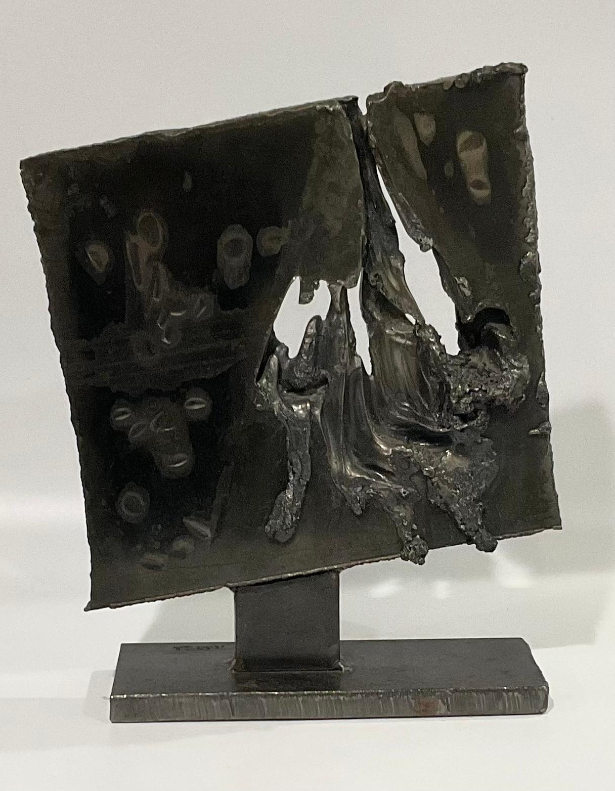 American Boris Kramer Large and Heavy Abstract Stainless Steel Sculpture Artist Signed For Sale