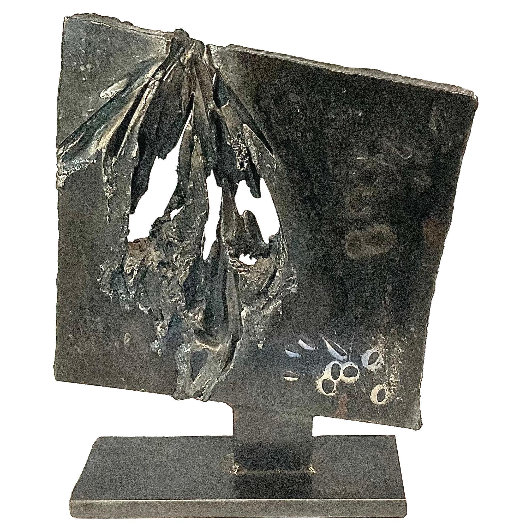 Boris Kramer Large and Heavy Abstract Stainless Steel Sculpture Artist Signed For Sale