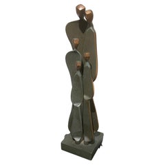 Boris Kramer Solid Bronze Family Sculpture Signed