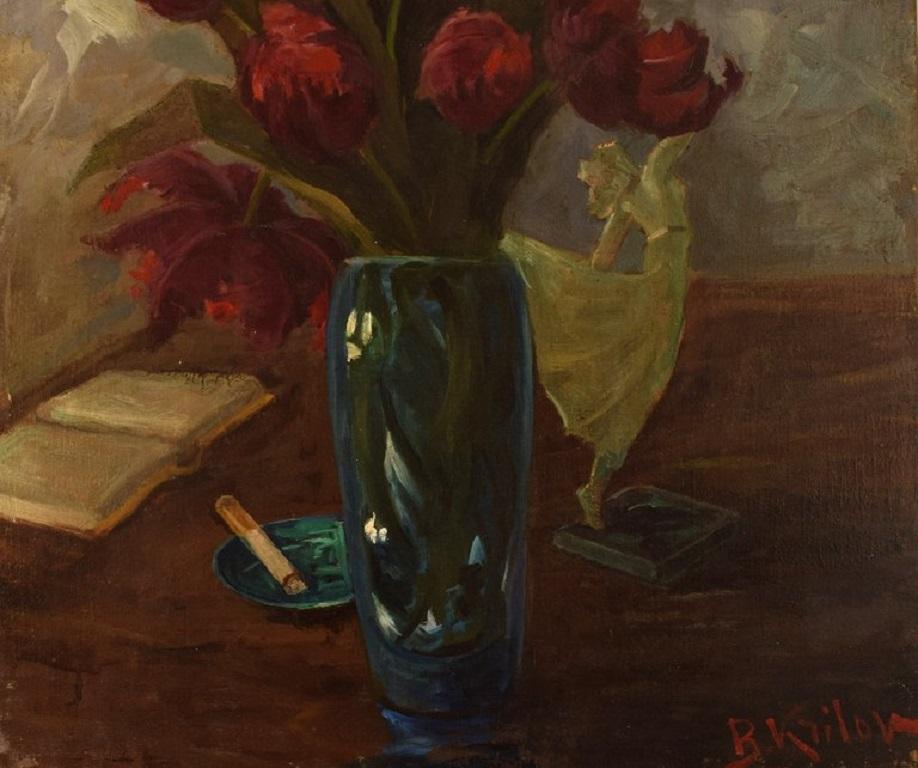 Boris Krilov Listed Russian Artist, Oil / Canvas, Floral Still Life In Excellent Condition In Copenhagen, DK