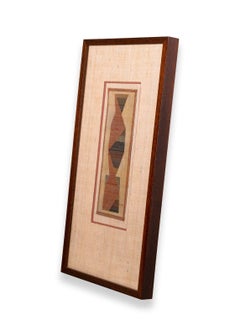 Boris Kroll Modernes gewebtes Stoff-Monogramm BK, signiert Verso gerahmt 1965