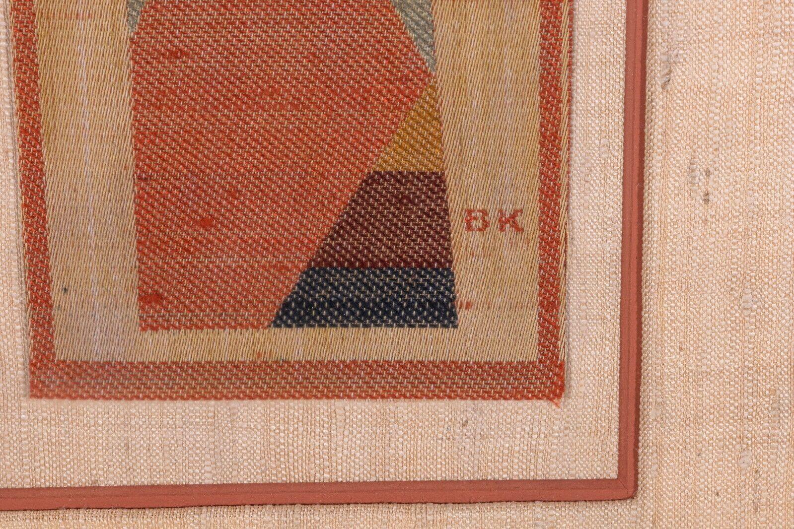 Boris Kroll Mid-Century Modern Woven Fabric Monogram Bk Signed Verso Framed 1965 In Good Condition For Sale In Keego Harbor, MI
