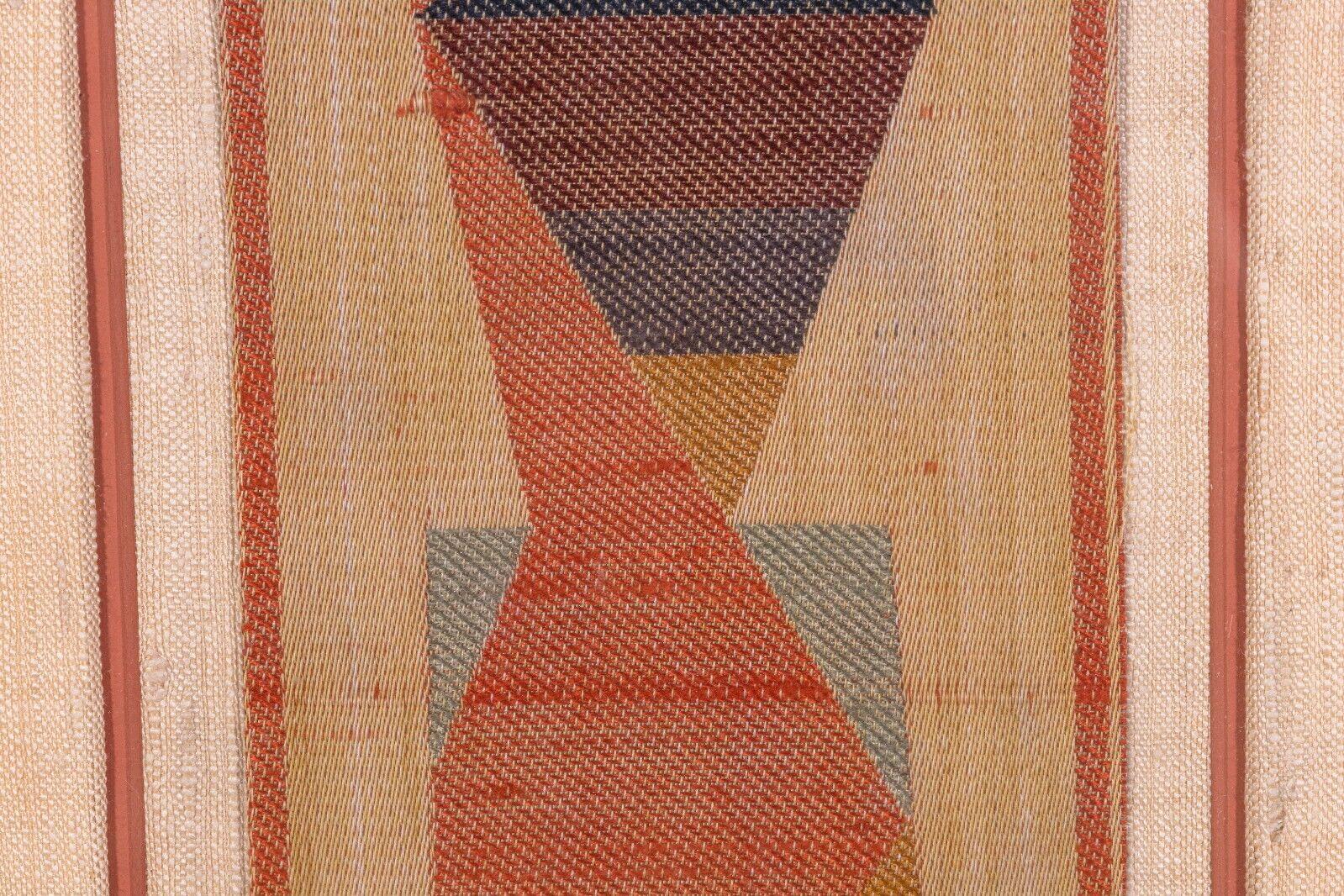 Mid-20th Century Boris Kroll Mid-Century Modern Woven Fabric Monogram Bk Signed Verso Framed 1965 For Sale