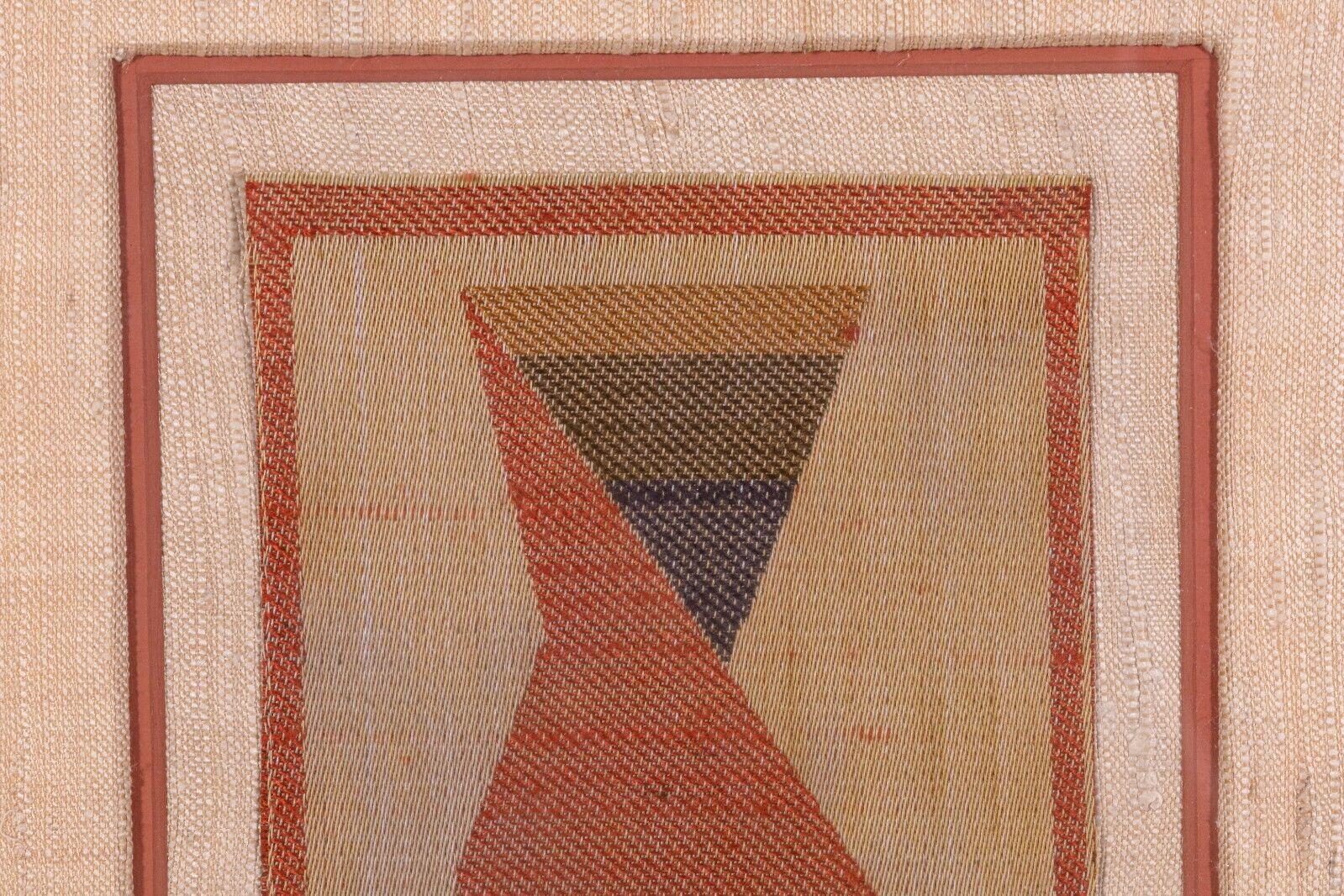 Boris Kroll Mid-Century Modern Woven Fabric Monogram Bk Signed Verso Framed 1965 For Sale 1