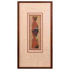 Boris Kroll Mid-Century Modern Woven Fabric Monogram Bk Signed Verso Framed 1965