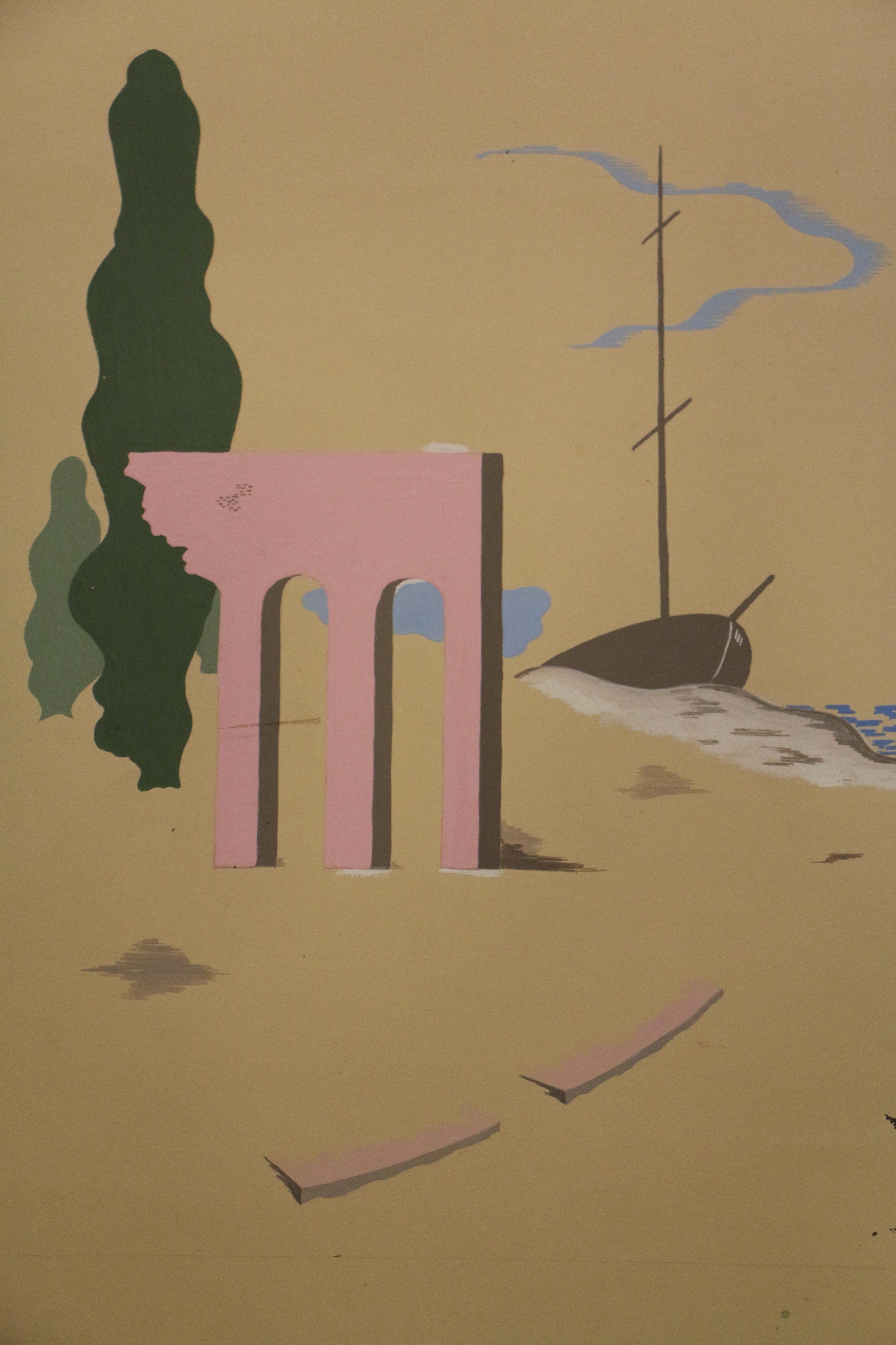 Boris LACROIX (1902-1984), design di carta da parati - Painting di Boris Lacroix