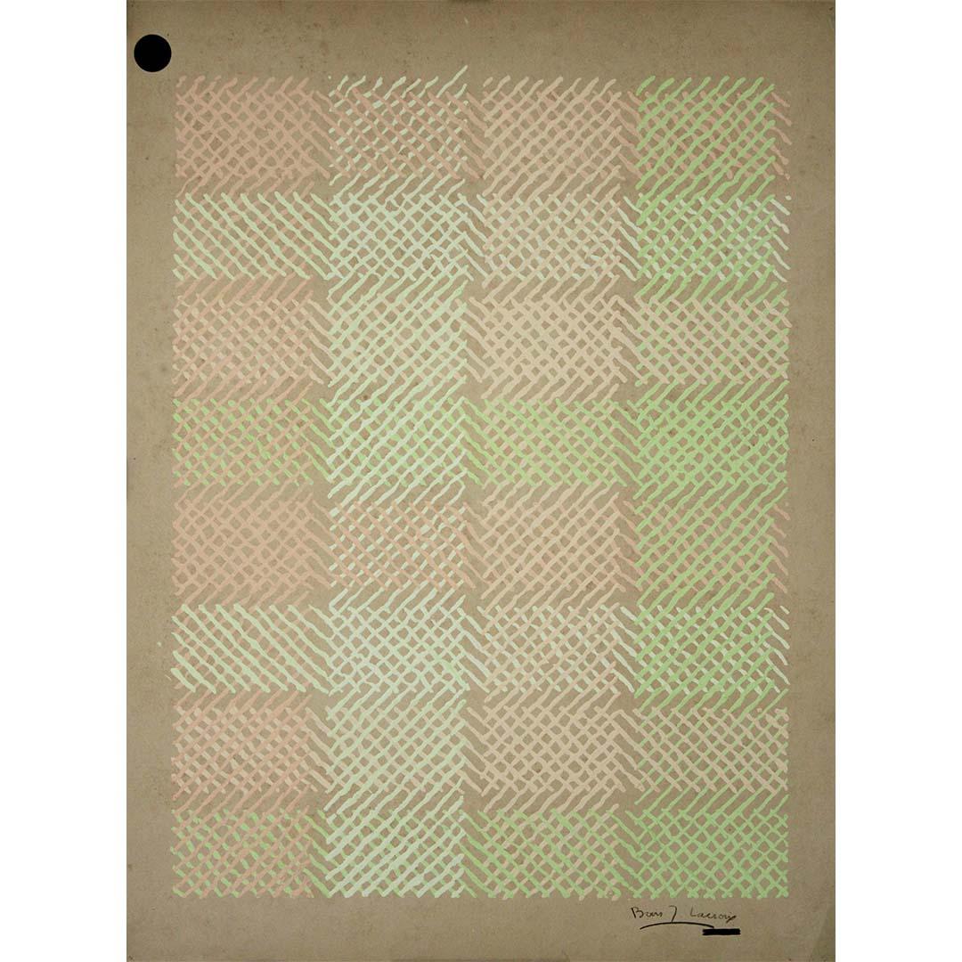 La gouache originale de Boris Lacroix datant de 1935, intitulée "Composition Verte", témoigne de la maîtrise de la couleur, de la forme et de l'expression de l'artiste. Signée au fusain en bas à droite, cette pièce est un exemple frappant de la