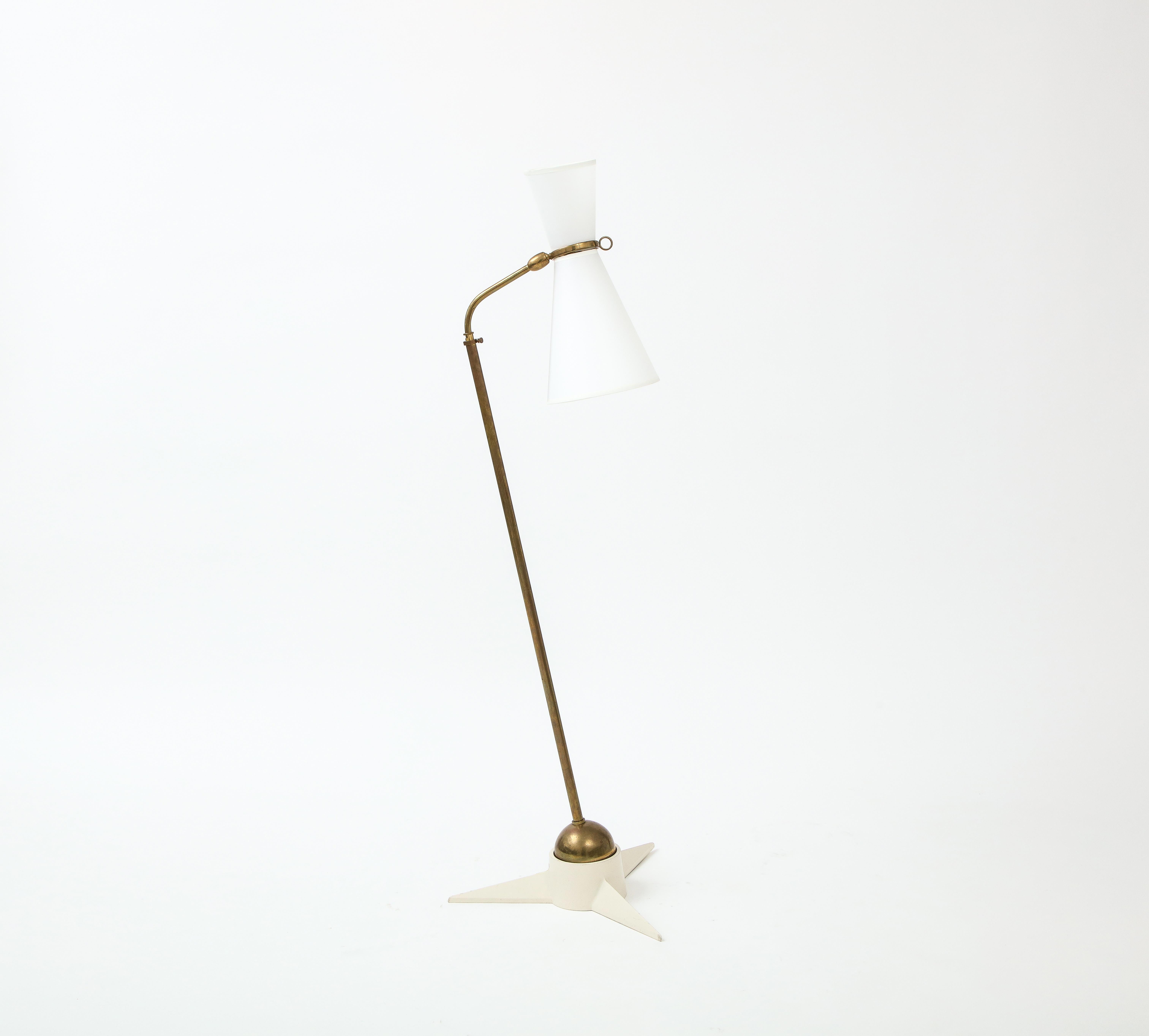 Boris Lacroix Brass and Aluminum Floor Lamps, France 1950's 1