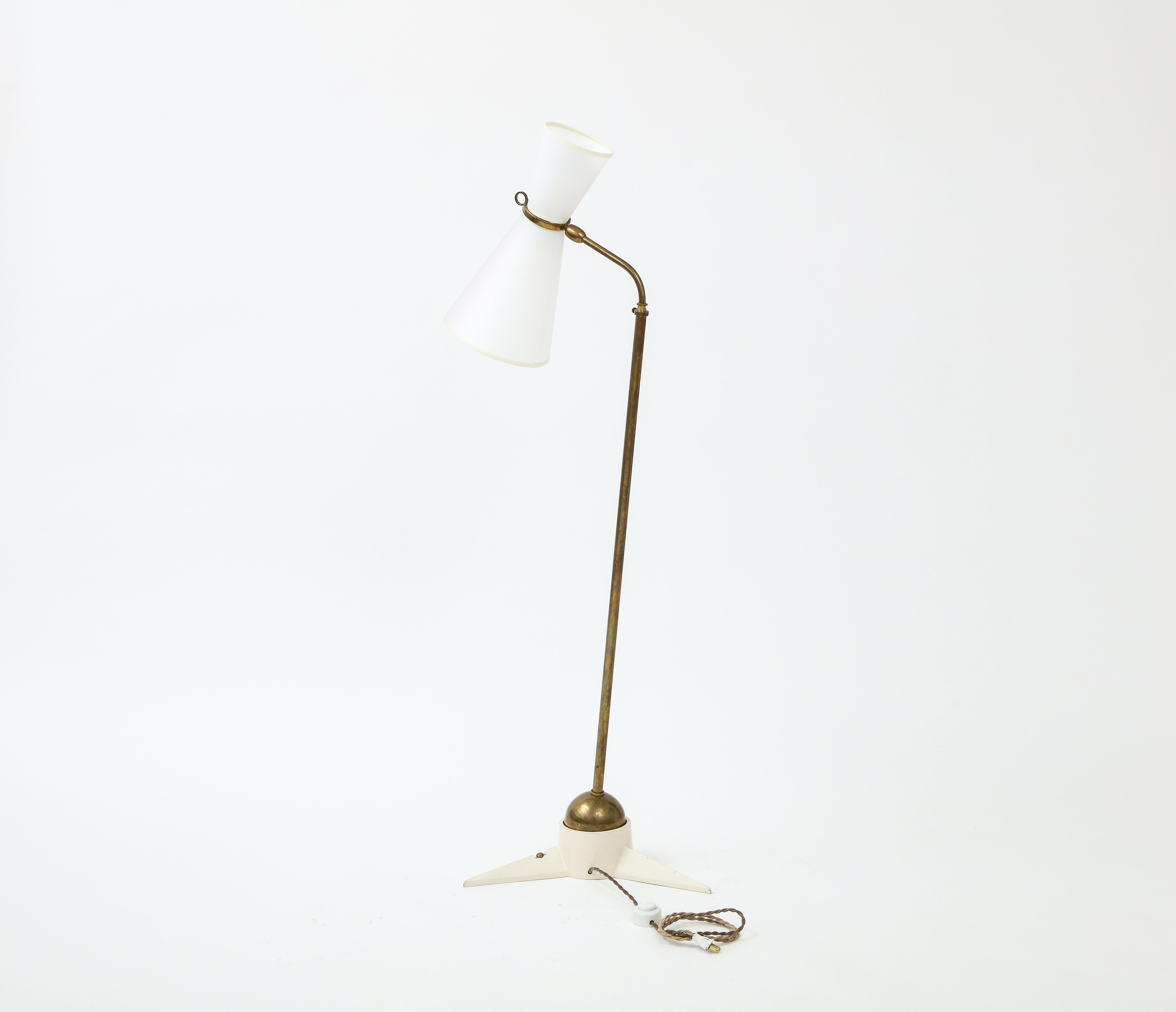 Boris Lacroix Brass and Aluminum Floor Lamps, France 1950's 6