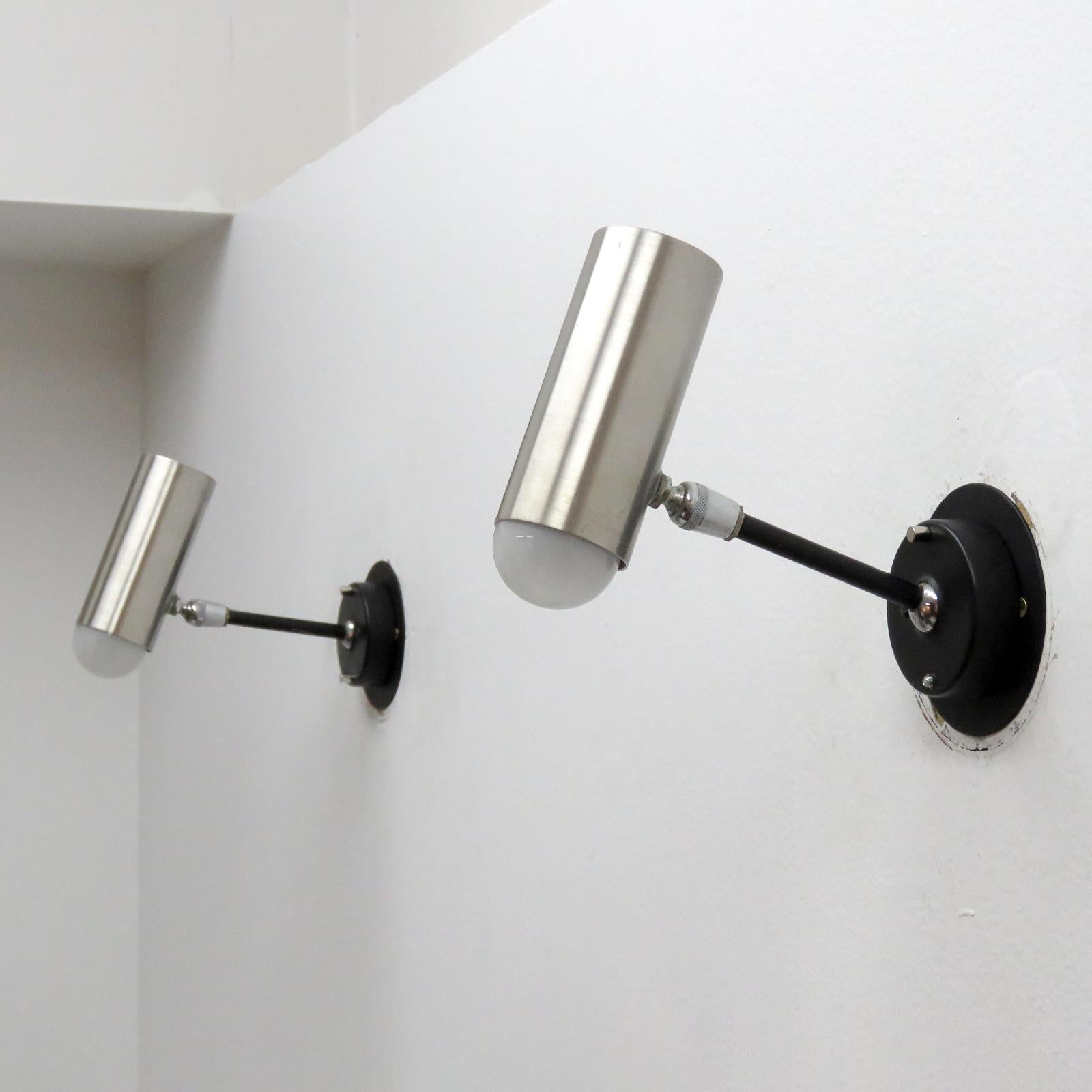 Brushed Boris Lacroix Wall Lights, 1960 For Sale