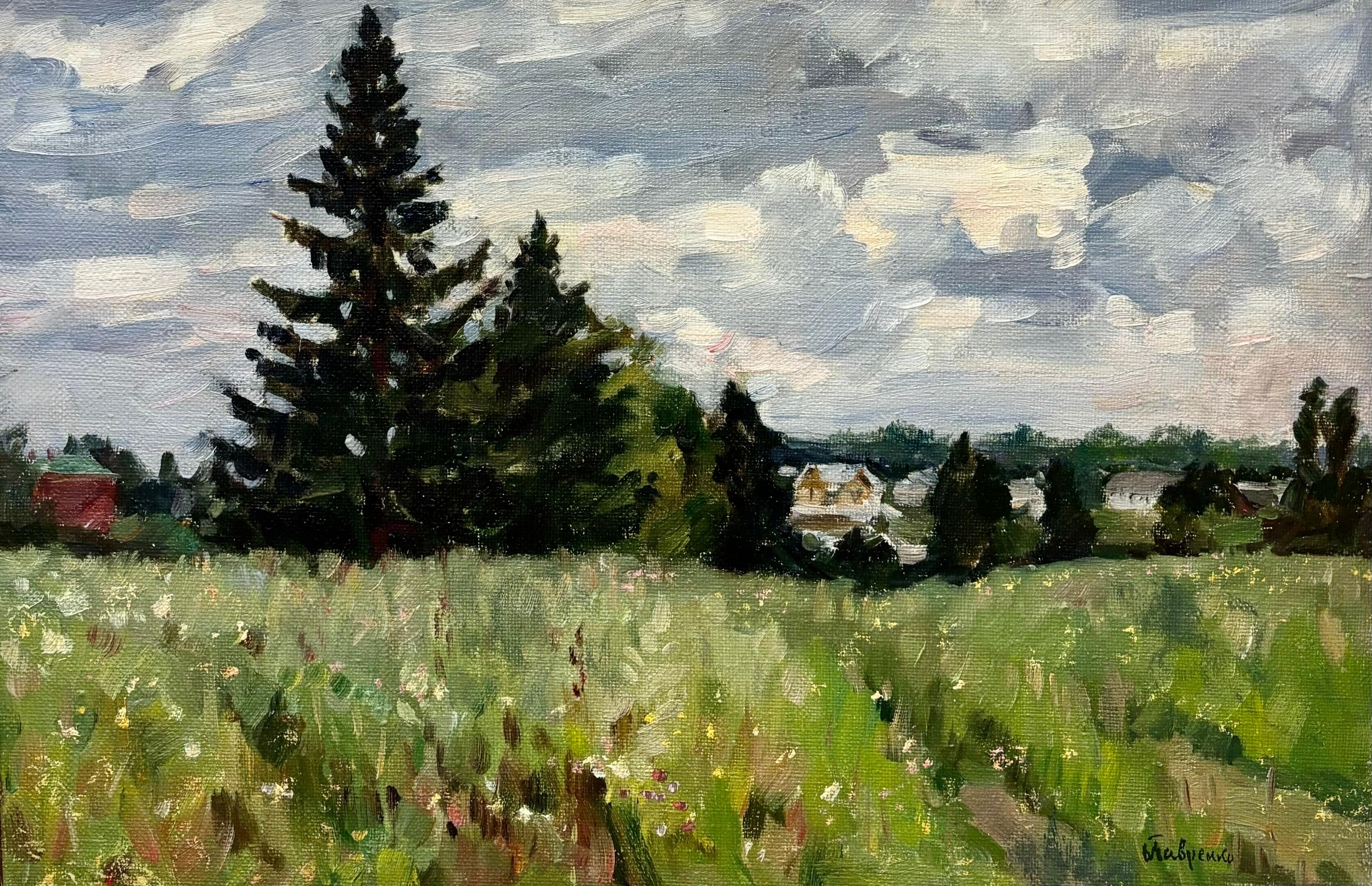 Boris LAVRENKO Figurative Painting - " Paesaggio " Olio su tela cm. 41 x 60  1990