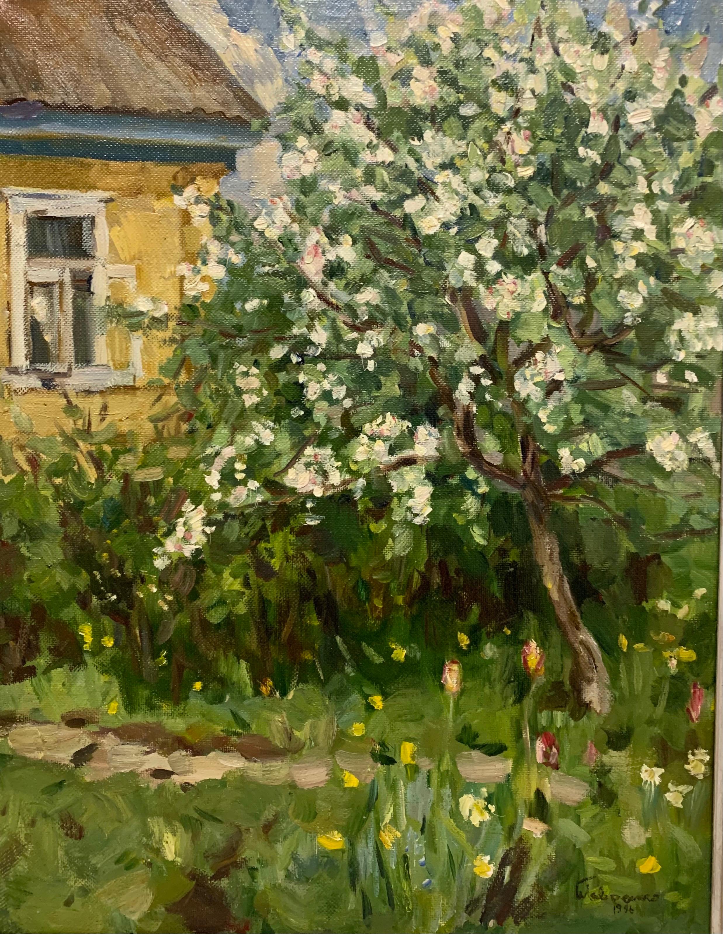 « Apple tree in bloom », huile cm. 55 x 70 huile, 1996  - Painting de Boris LAVRENKO