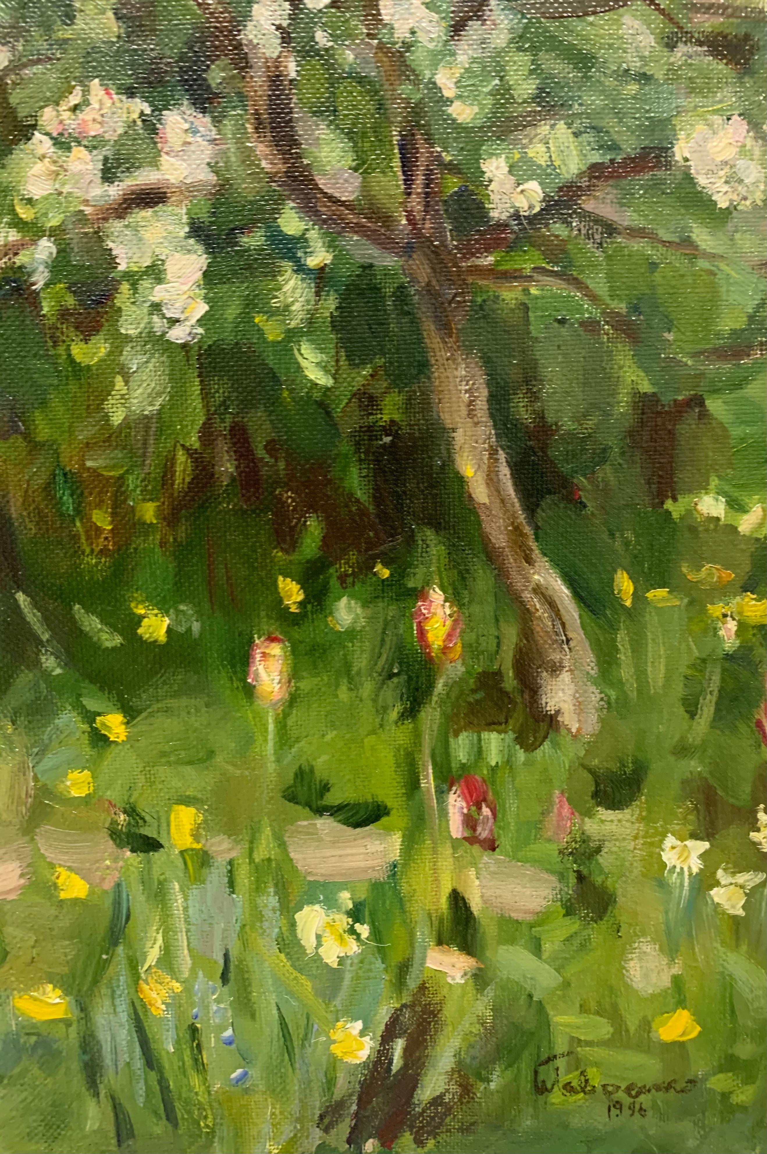 « Apple tree in bloom », huile cm. 55 x 70 huile, 1996  - Impressionnisme Painting par Boris LAVRENKO