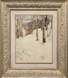 "Birch"  Oil cm. 35 x 48 1984  Snow, Forest, white