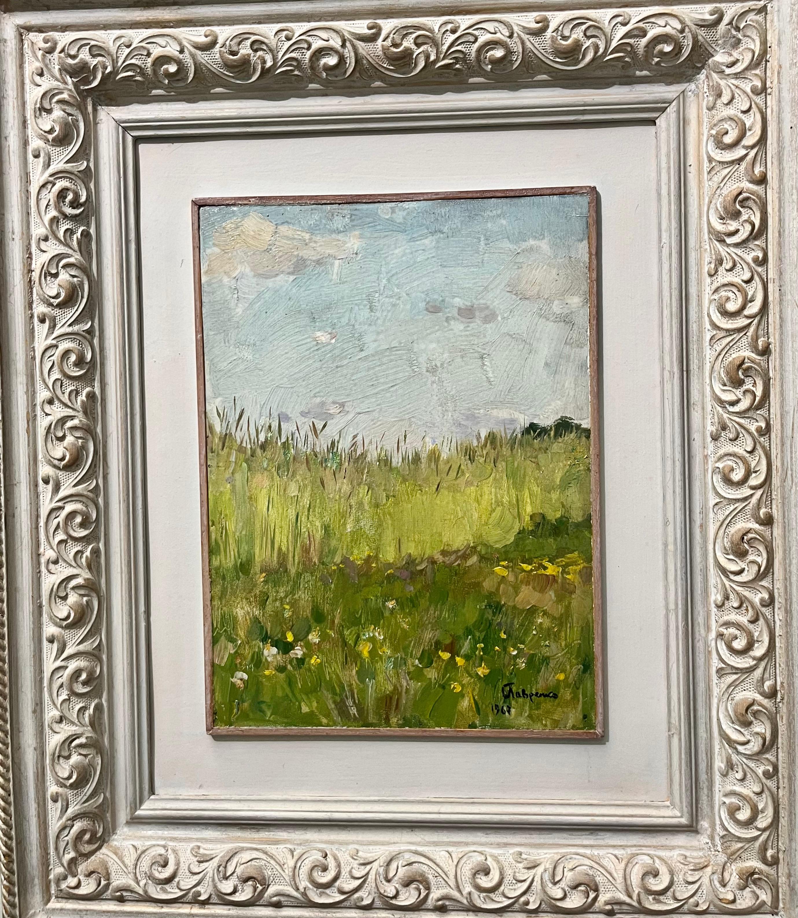 Landscape Painting di Boris LAVRENKO - "Campo di Segala" Olio cm. 35 x 25  1967