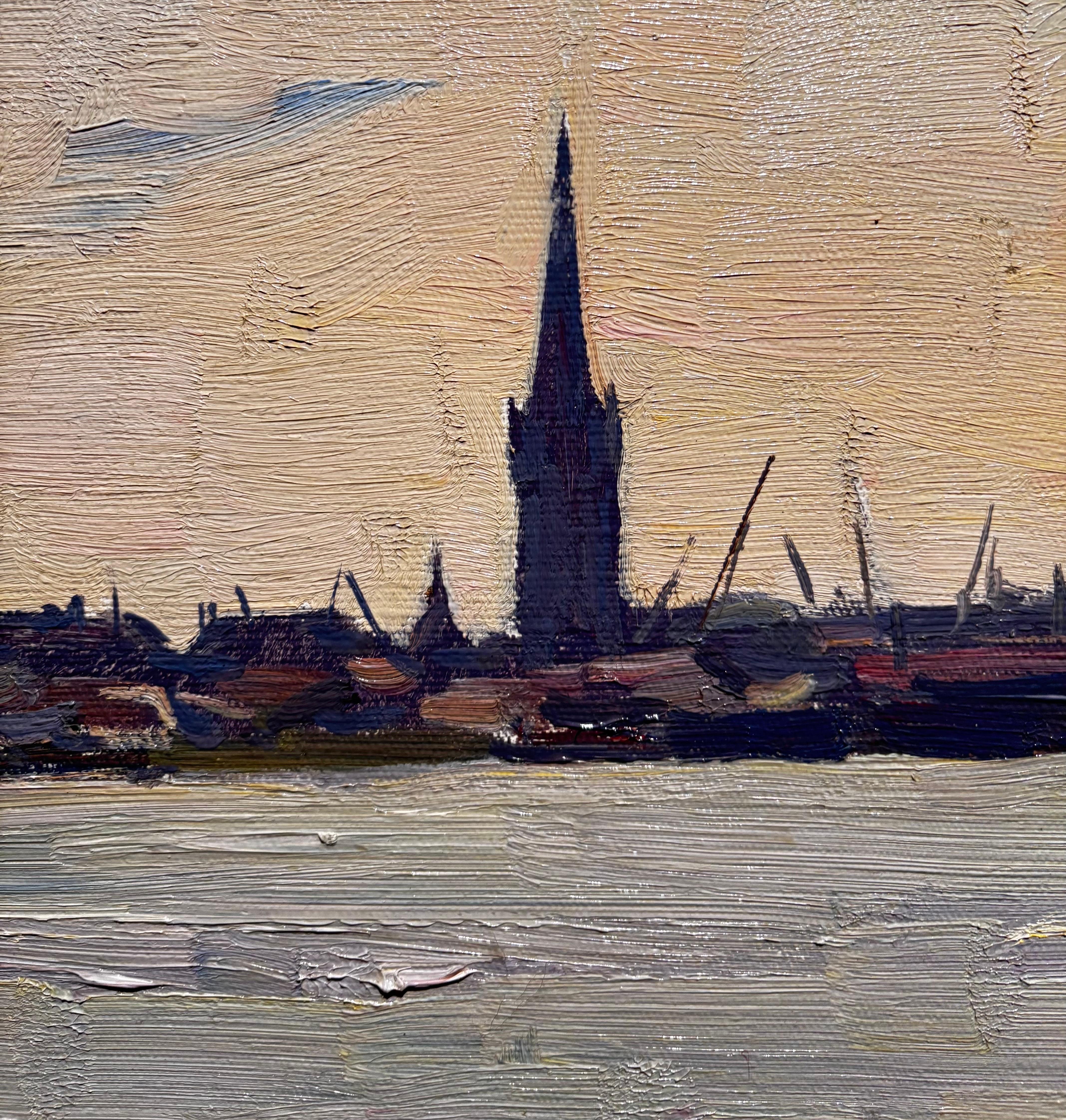 Bellissima opera,controluce su città del nord Europa,
Boris LAVRENKO maestro Russo insegnante all'accademia d'arte di San Pietroburgo
