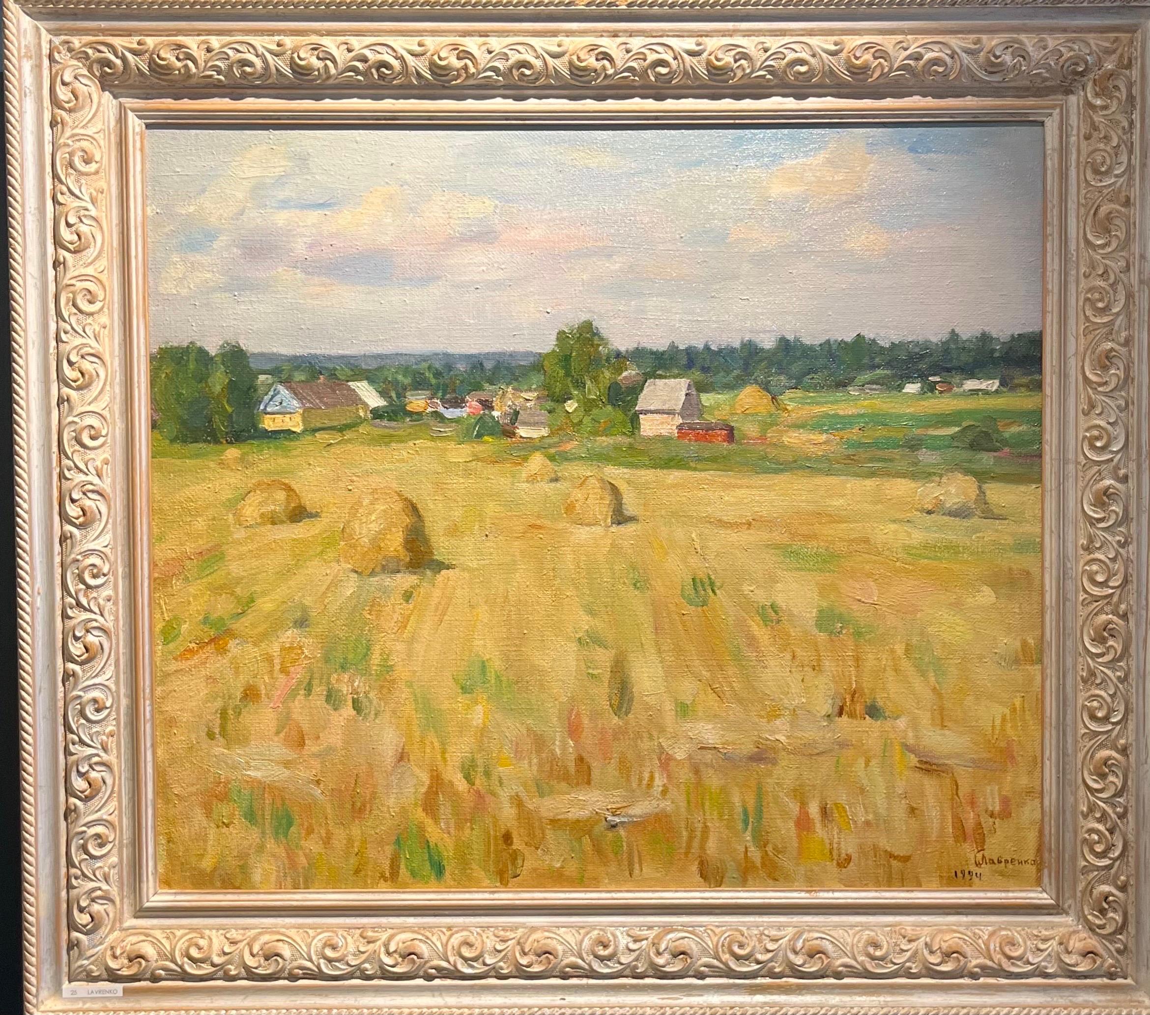 Boris LAVRENKO Landscape Painting - "Fields of Wheat" Oil cm. 70 x 60 , 1994