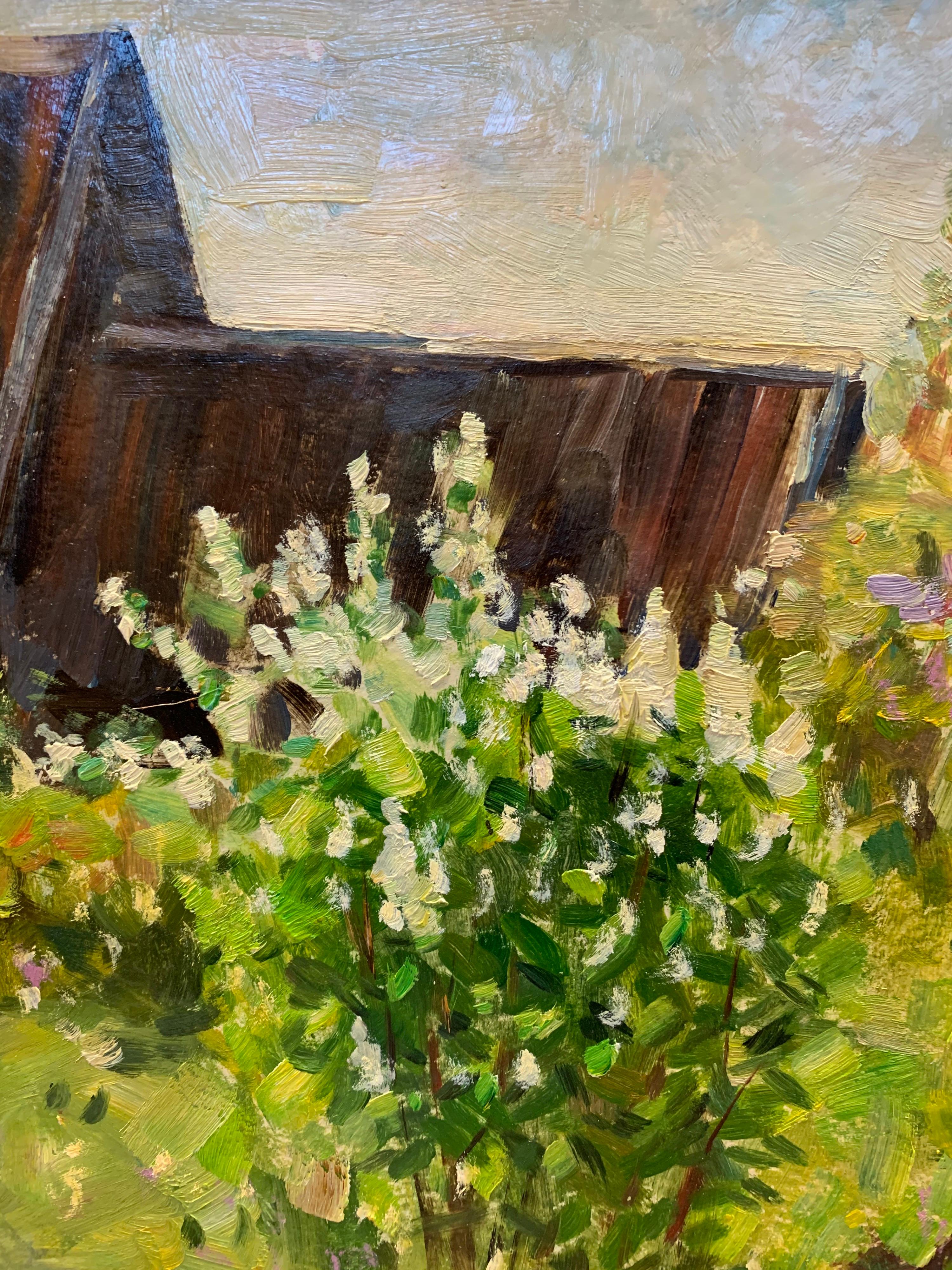 lilac garden painting
