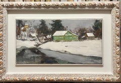 "Green house in the woods"- winter, Oil cm. 55 x 29