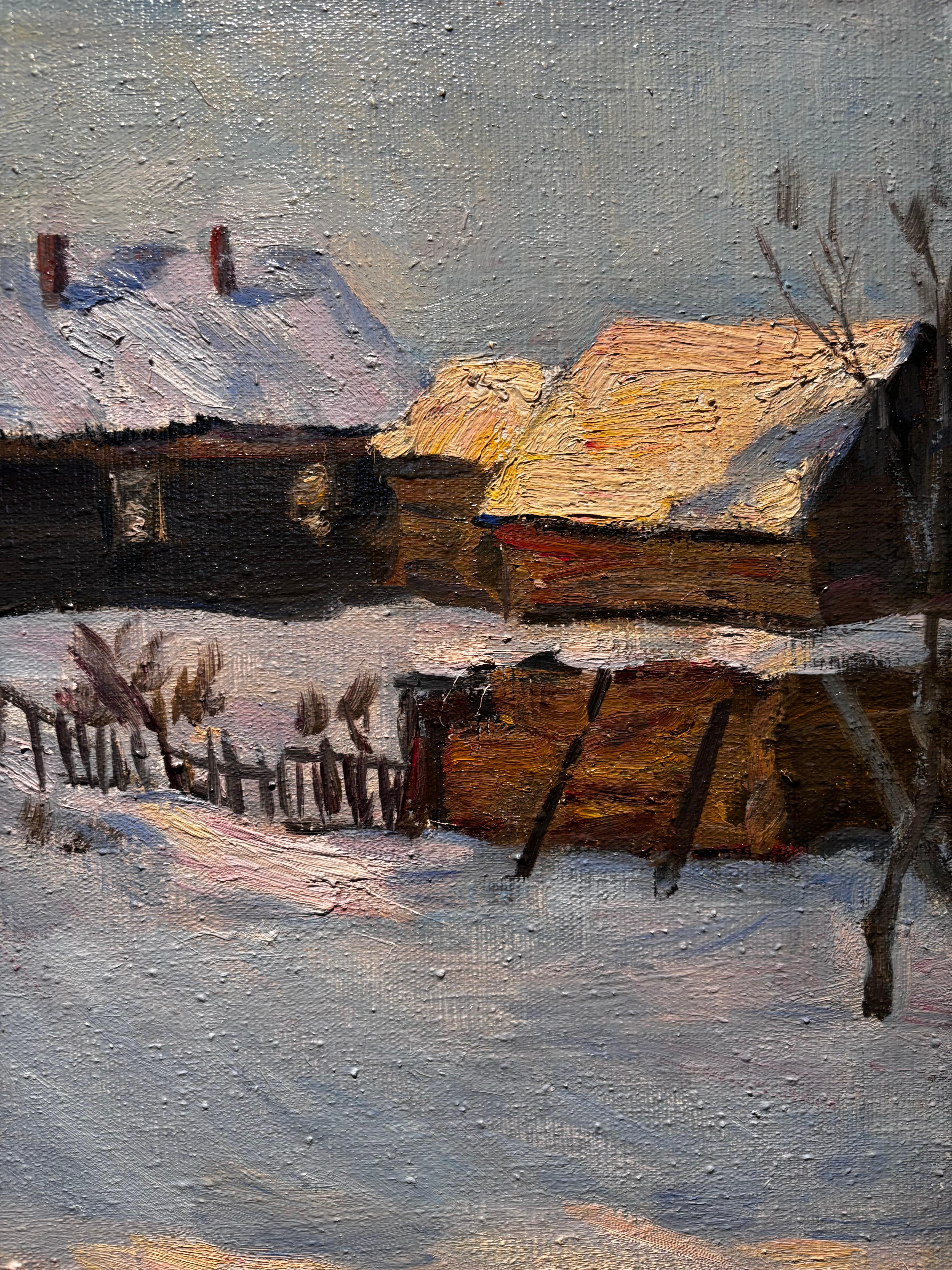 Luce serale  Olio su tela  55 x 45 1985 - Marron Figurative Painting par Boris LAVRENKO