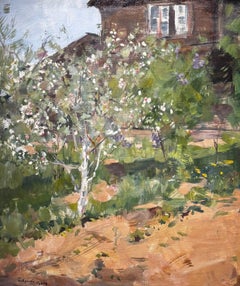 "Melo in fiore in giardino"  olio cm. 60 x 70