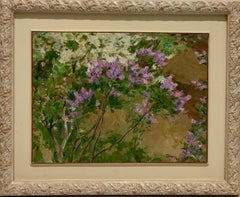 Retro "Spring" Oil cm. 60 x 44  1968 flowers, spring, green purple