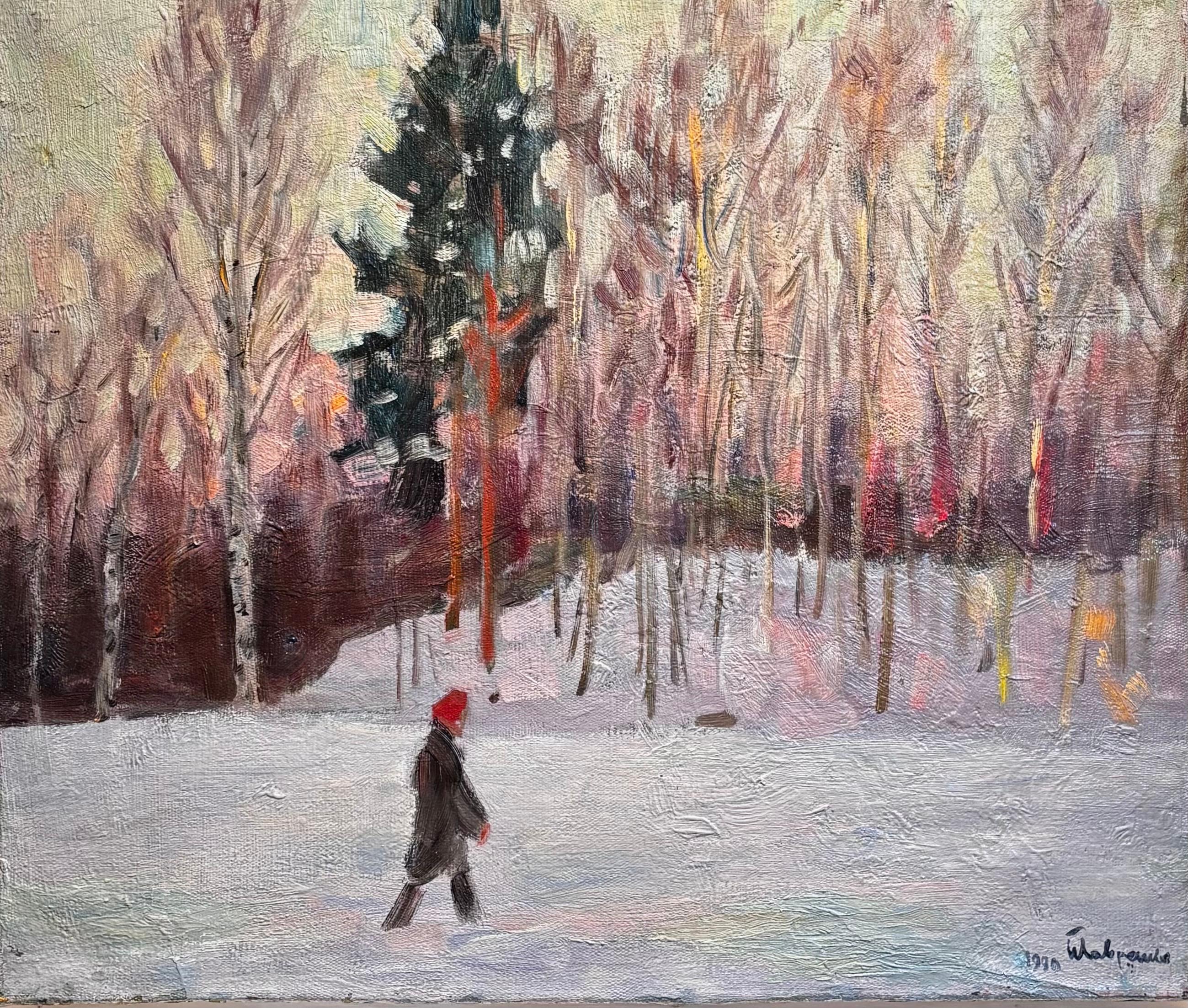 Tramonto invernale Olio su tela cm. 54 x 46 – Painting von Boris LAVRENKO