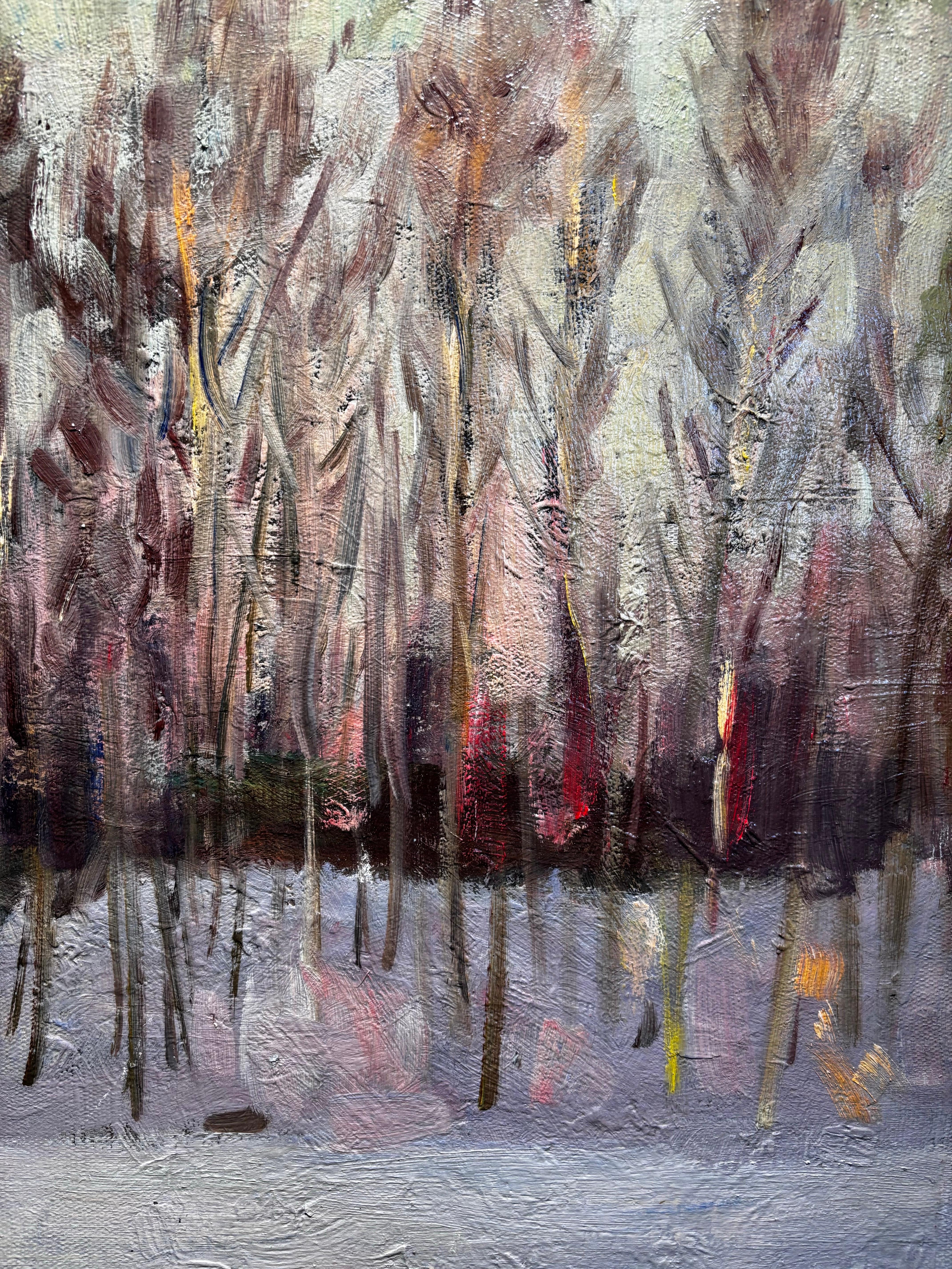 Tramonto invernale Olio su tela cm. 54 x 46 (Grau), Landscape Painting, von Boris LAVRENKO