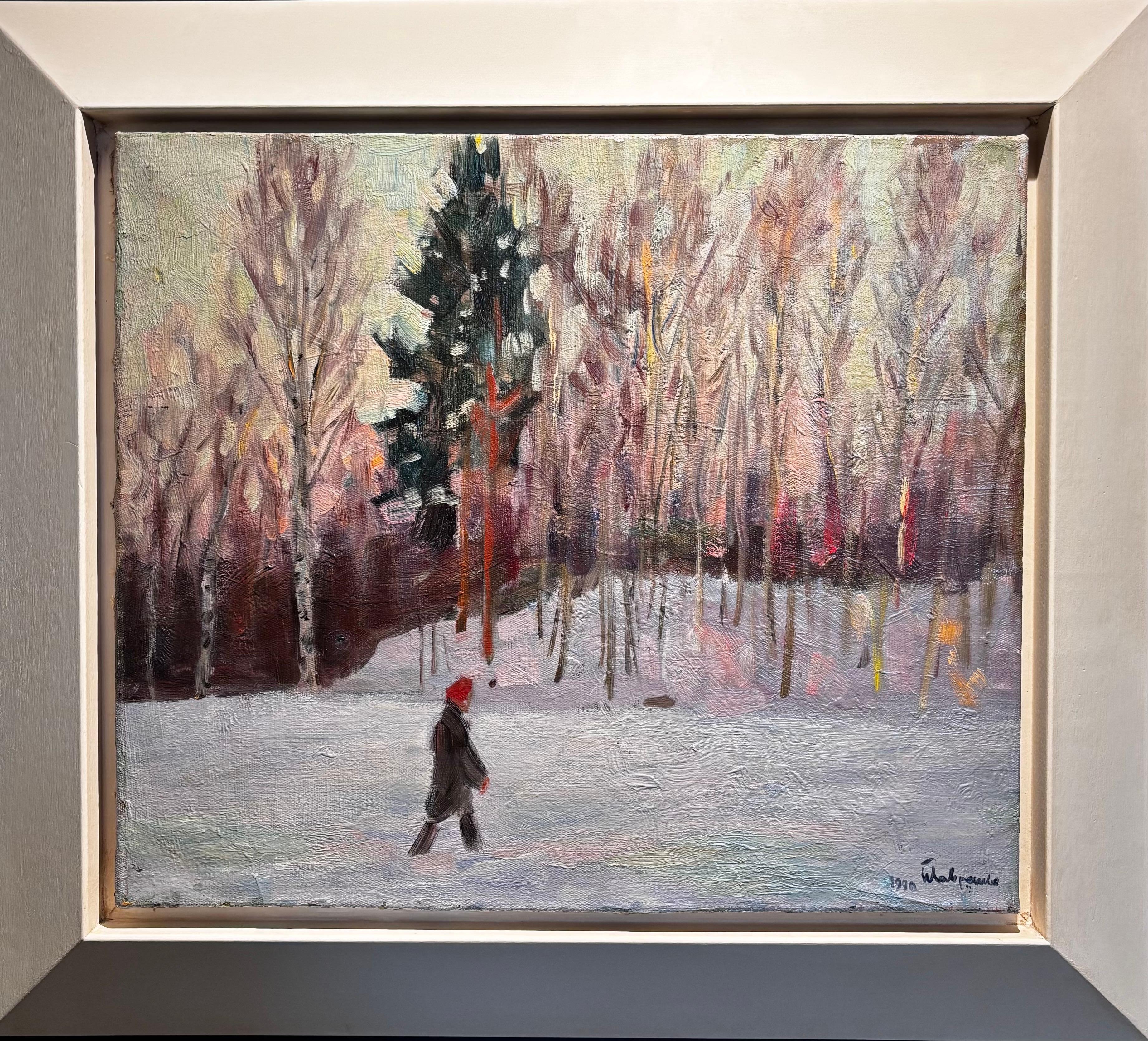Boris LAVRENKO Landscape Painting – Tramonto invernale Olio su tela cm. 54 x 46