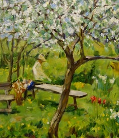 Alberi in fiore nel mio giardino Green Garden Lavrenko Spring Oil cm 70 x 60 Canvas