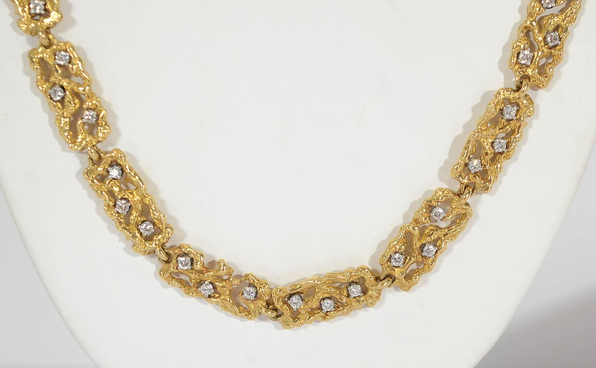 Modern Boris Le Beau Gold Chain Necklace with Diamonds For Sale