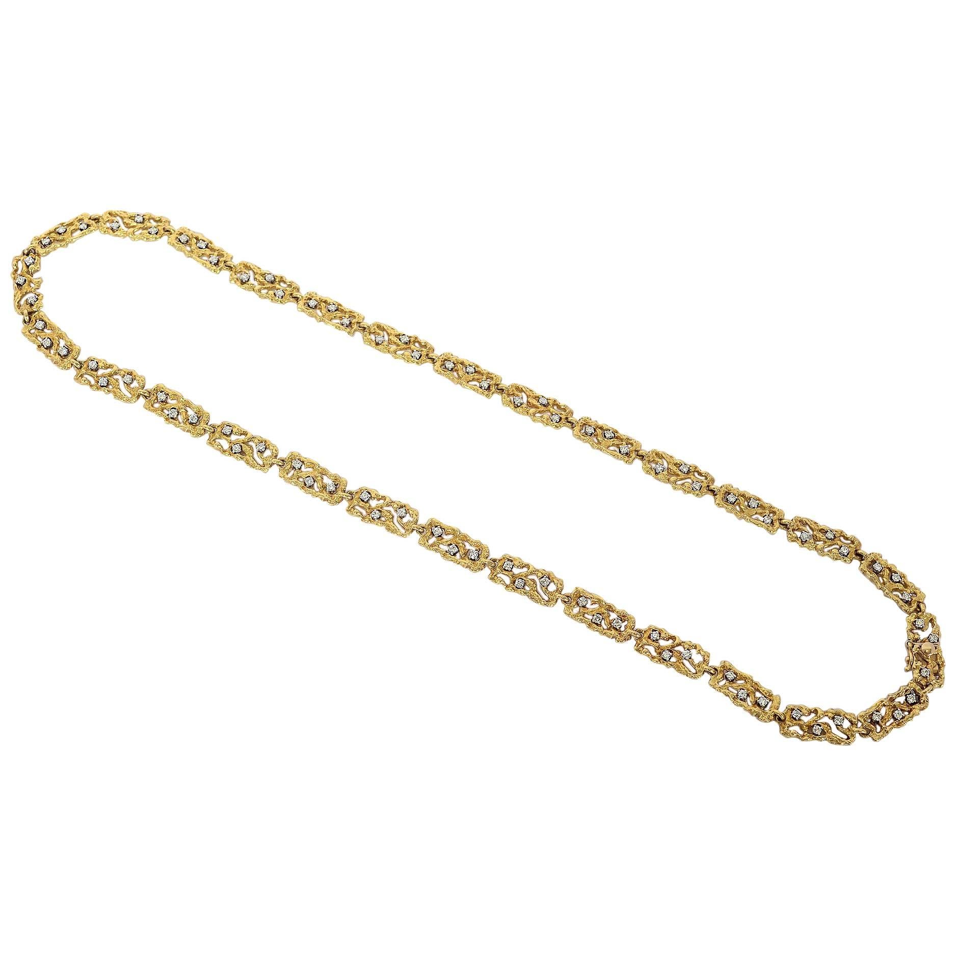 Boris Le Beau Gold Chain Necklace with Diamonds For Sale
