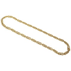 Vintage Boris Le Beau Gold Chain Necklace with Diamonds