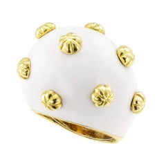 Boris Le Beau White Enamel Gold Ring